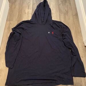Polo Ralph Lauren Mens Navy Blue Hooded T-shirt Hoodie Tee 2XL New